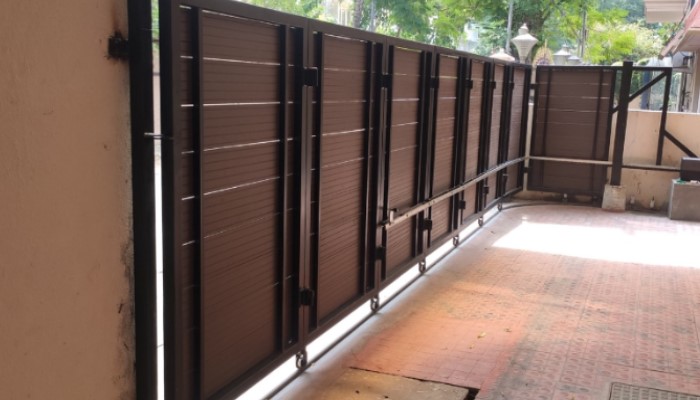 L-Shaped Turning Sliding Gate by Gate Mate - Innovative Motorised Gate Solutions | Expert Gate Manufacturer in Chennai | Automatic Gate Automation